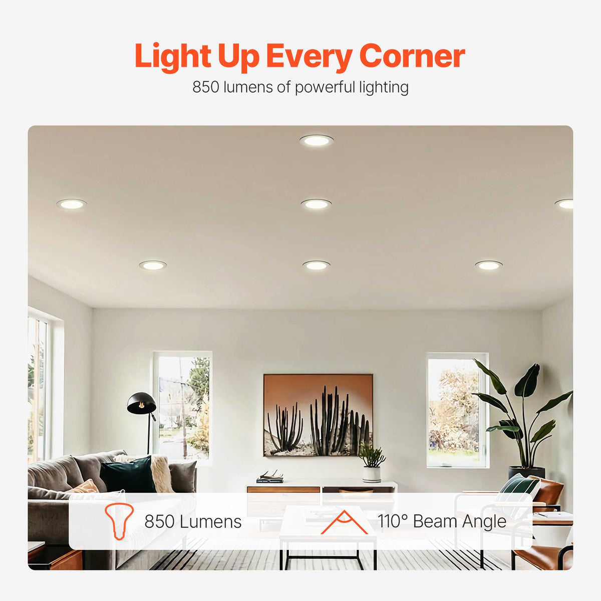 VEVOR BR30 Flood Light Bulb, 12 Pack LED Indoor Flood Lights, 850 Lumens LED Flood Light Bulbs, E26 Standard Base, 3000K Warm Light, 15,000 Hour Lifetime, Stepless Dimmable Recessed Can Light Bulbs - BRDPLXBR30XHYAMY6V6 - view 3
