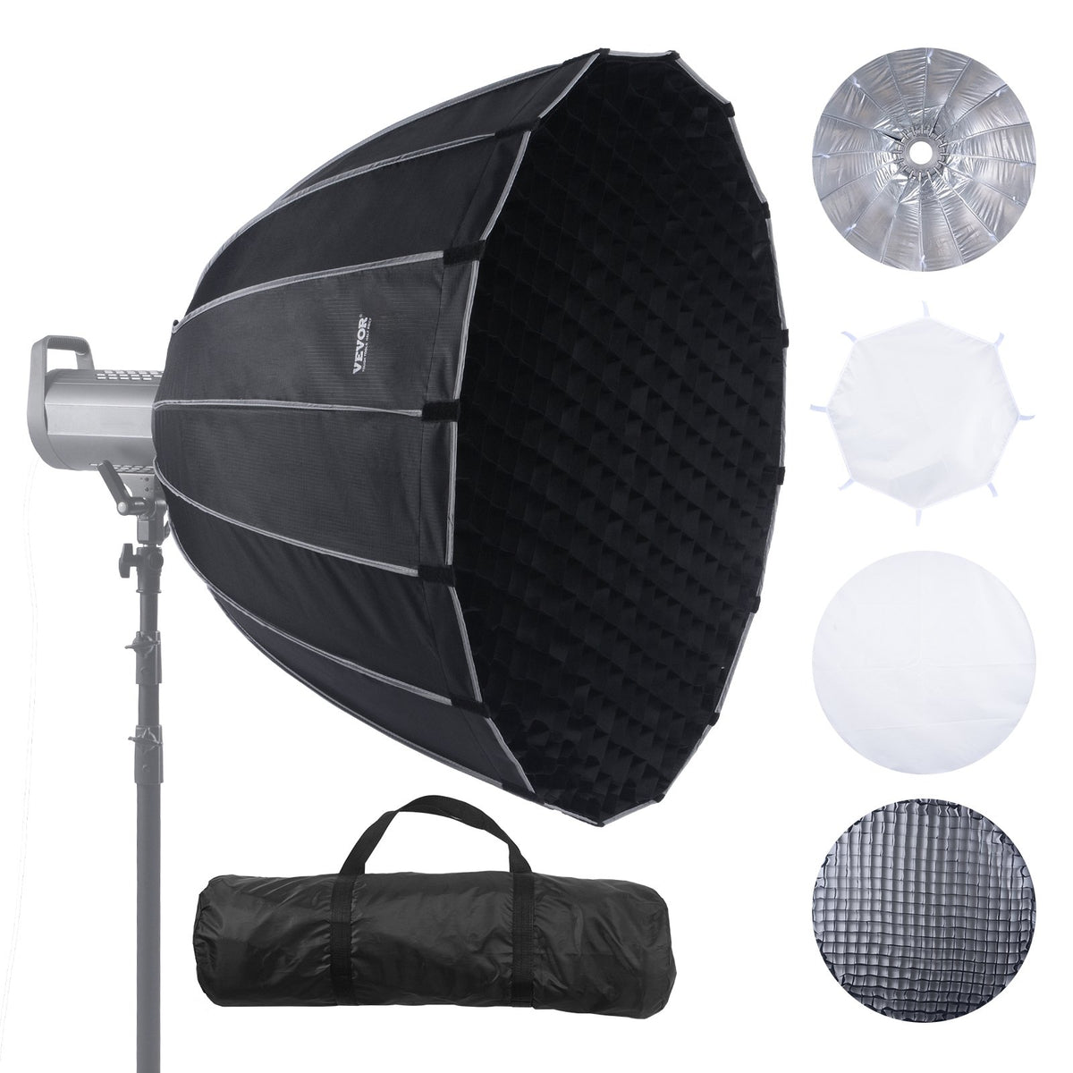 VEVOR Parabolic Softbox, 33 in / 850 mm, Quick Release and Quick Fold, Lightweight and Portable, Universal Bowens Mount, 4 Lighting Effects, Fits for Professionoal Photography, Daily Filming - BRJKRGZ33INC06JUUV0 - view 1