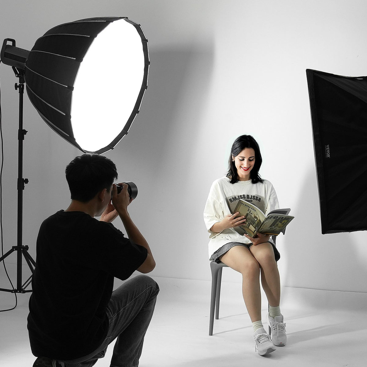 VEVOR Parabolic Softbox, 33 in / 850 mm, Quick Release and Quick Fold, Lightweight and Portable, Universal Bowens Mount, 4 Lighting Effects, Fits for Professionoal Photography, Daily Filming - BRJKRGZ33INC06JUUV0 - view 9