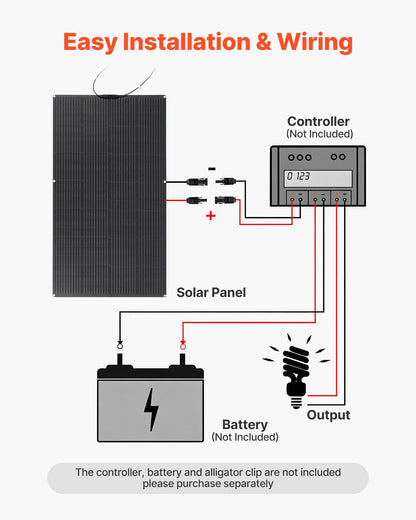 VEVOR Flexible Solar Panel, 200W Semi-Flexible Bendable Monocrystalline Solar Panel, 21.9% Efficiency Mono Off-Grid Charger with MC4 Output, IP67 Waterproof for Marine RV Car Cabin Curved Surfaces - BRXTYNB1200W9QHMV001Y3 - view 4