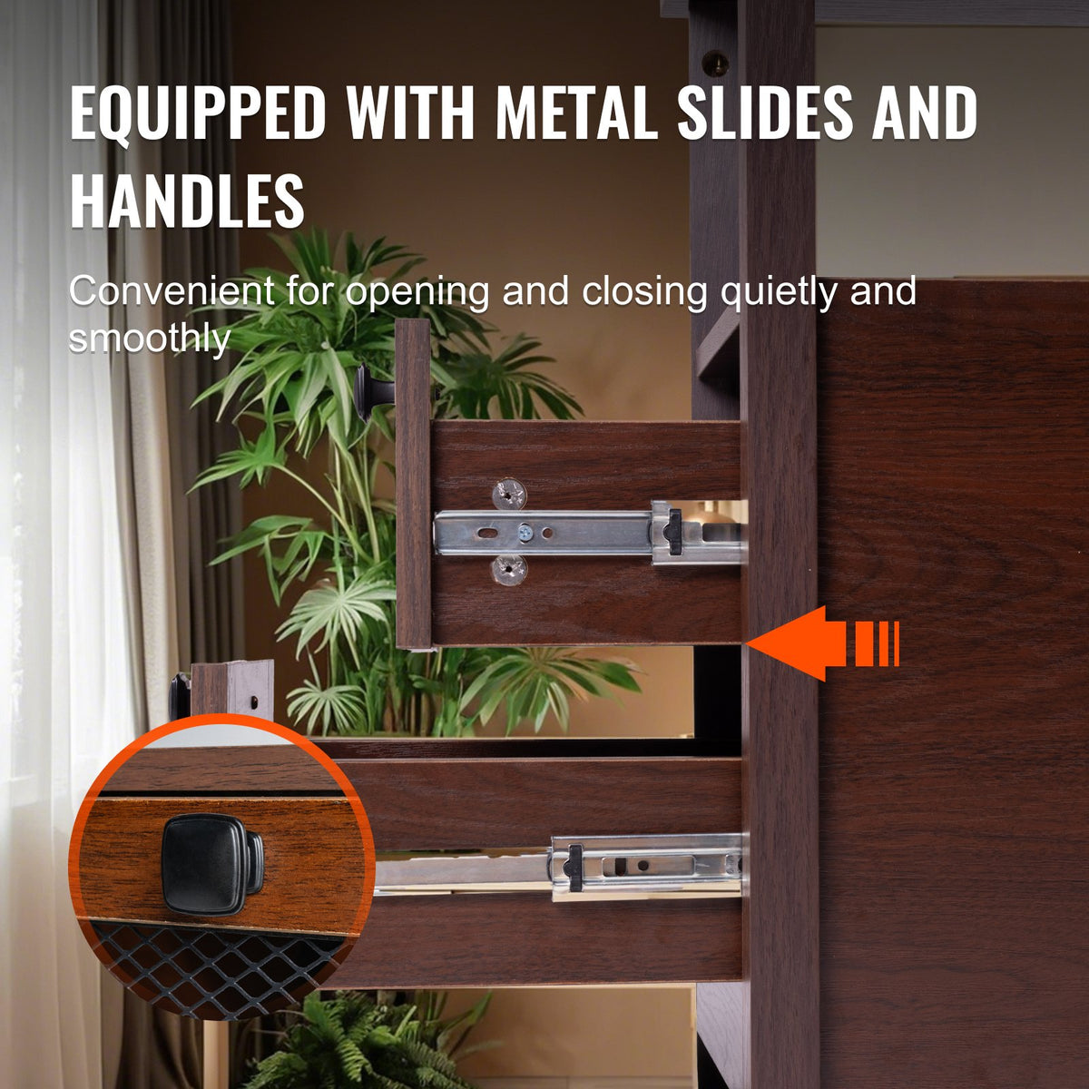 VEVOR Farmhouse End Table, Nightstand with Charging Station, 4 Tiers End Table with Storage Cabinet and 2 Drawers, Side Table with USB Ports and Outlets, Ideal for Living Room, Bedroom, Brown - BSBZ1JTBKFZXNV69LV1 - view 6