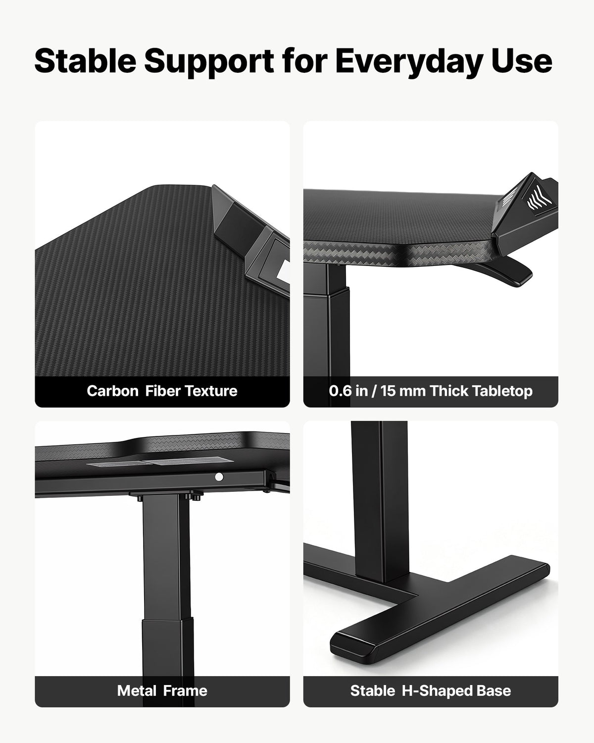 VEVOR Overbed Table 31.5"W x 17.7"D Mobile Gaming Desk with Hidden Wheels, for Home Office Bed Couch, Height Adjustable Bedside Rolling Laptop Desk, Standing Cart with RGB Light & Cup Holder, Black - BSCSZHSBSCSZBOGFD001V9 - view 7
