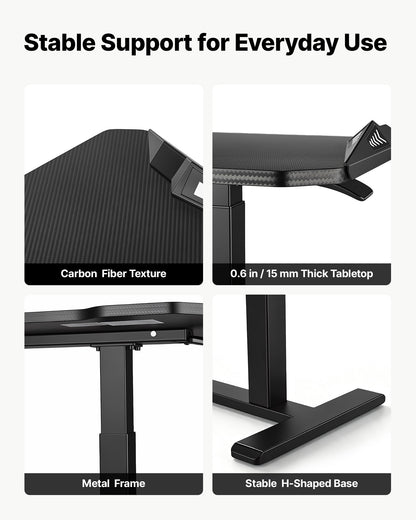 VEVOR Overbed Table 31.5"W x 17.7"D Mobile Gaming Desk with Hidden Wheels, for Home Office Bed Couch, Height Adjustable Bedside Rolling Laptop Desk, Standing Cart with RGB Light & Cup Holder, Black - BSCSZHSBSCSZBOGFD001V9 - view 7
