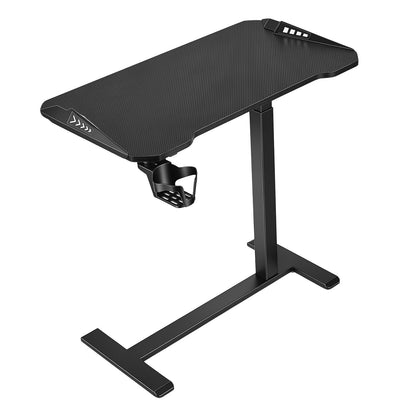 VEVOR Overbed Table 31.5"W x 17.7"D Mobile Gaming Desk with Hidden Wheels, for Home Office Bed Couch, Height Adjustable Bedside Rolling Laptop Desk, Standing Cart with RGB Light & Cup Holder, Black - BSCSZHSBSCSZBOGFD001V9 - view 10