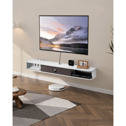 VEVOR Floating TV Stand, 55 in Wall Mount Entertainment Center with Cable Hole, Modern Floating TV Shelf with Storage Cabinet, Particle Board Console for DVD Player, Cable Box, Game Console, White - BSDSJ5511INC1720HV0 - view 2