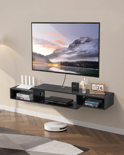 VEVOR Floating TV Stand, 59" Wall Mount Entertainment Center with Power Outlet & Cable Hole, Modern Floating TV Shelf with Storage Cabinet for DVD Player, Cable Box, Game Console, TV Accessory, Black - BSDSJ59INCHHBNZQXV1 - view 1
