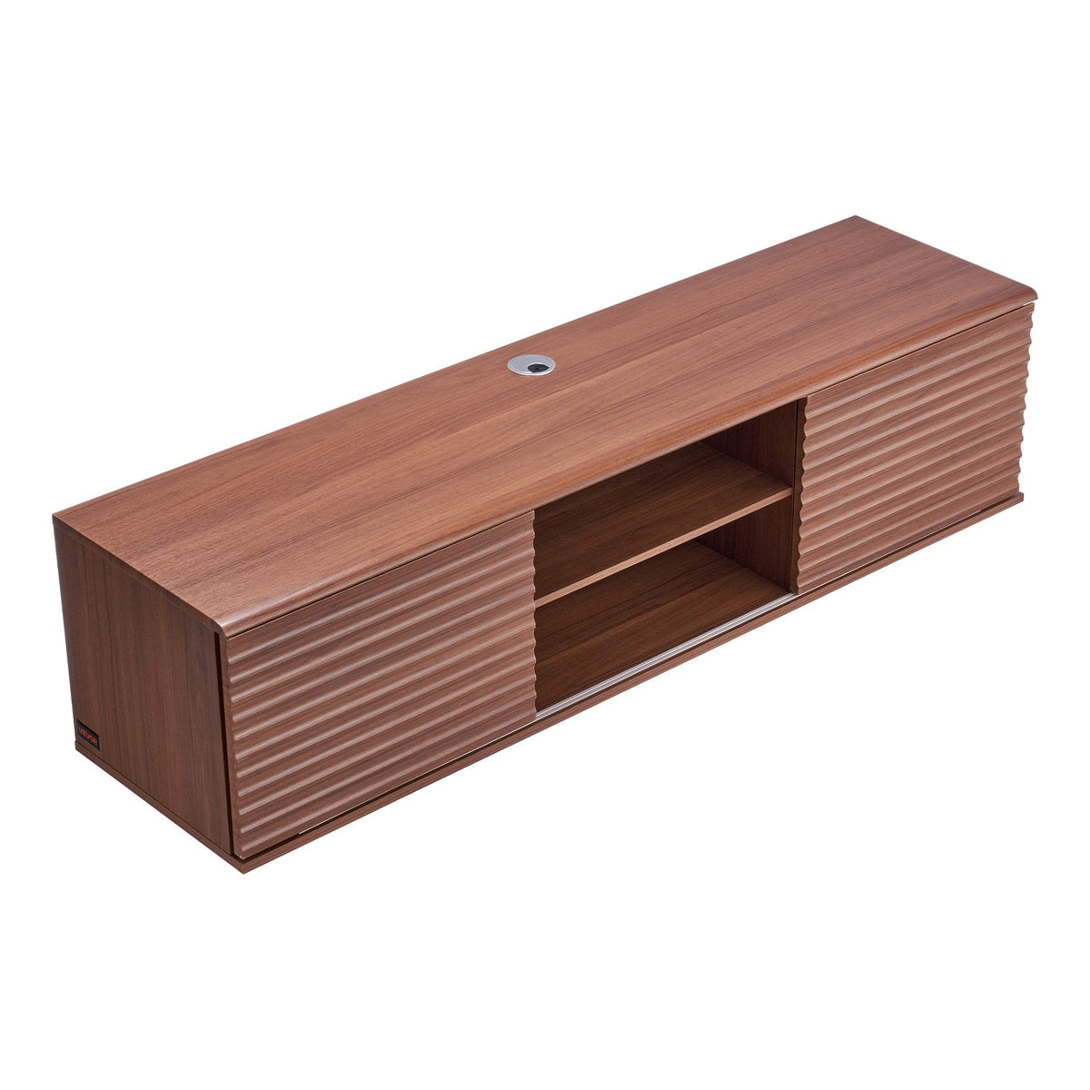 VEVOR Floating TV Stand, 60" Wall Mount Entertainment Center with Adjustable Shelf & Sliding Doors, 2 Tiers Floating TV Shelf with Storage Cabinet for DVD Player, Cable Box, Game Console, Walnut - BSDSJ60INHTM16H10V0 - view 10
