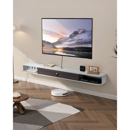 VEVOR Floating TV Stand, 70 in Wall Mount Entertainment Center with Cable Hole, Modern Floating TV Shelf with Storage Cabinet, Particle Board Console for DVD Player, Cable Box, Game Console, White - BSDSJ70INCHBO0Q9TV0 - view 2