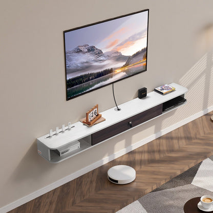 VEVOR Floating TV Stand, 70 in Wall Mount Entertainment Center with Cable Hole, Modern Floating TV Shelf with Storage Cabinet, Particle Board Console for DVD Player, Cable Box, Game Console, White - BSDSJ70INCHBO0Q9TV0 - view 9