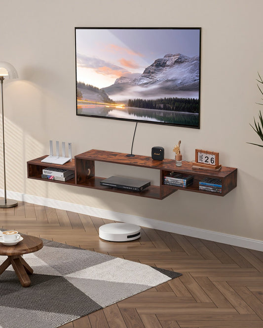 VEVOR Floating TV Stand, 70" Wall Mount Entertainment Center with Power Outlet & Cable Hole, Modern Floating TV Shelf with Storage Cabinet for DVD Player, Cable Box, Game Console, TV Accessory, Wood - BSDSJ70INCHMSBWVBV1 - view 1