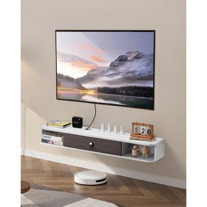 VEVOR Floating TV Stand, 47 in Wall Mount Entertainment Center with Cable Hole, Modern Floating TV Shelf with Storage Cabinet, Particle Board Console for DVD Player, Cable Box, Game Console, White - BSDSJBKFS3L1KHMM0V0 - view 2