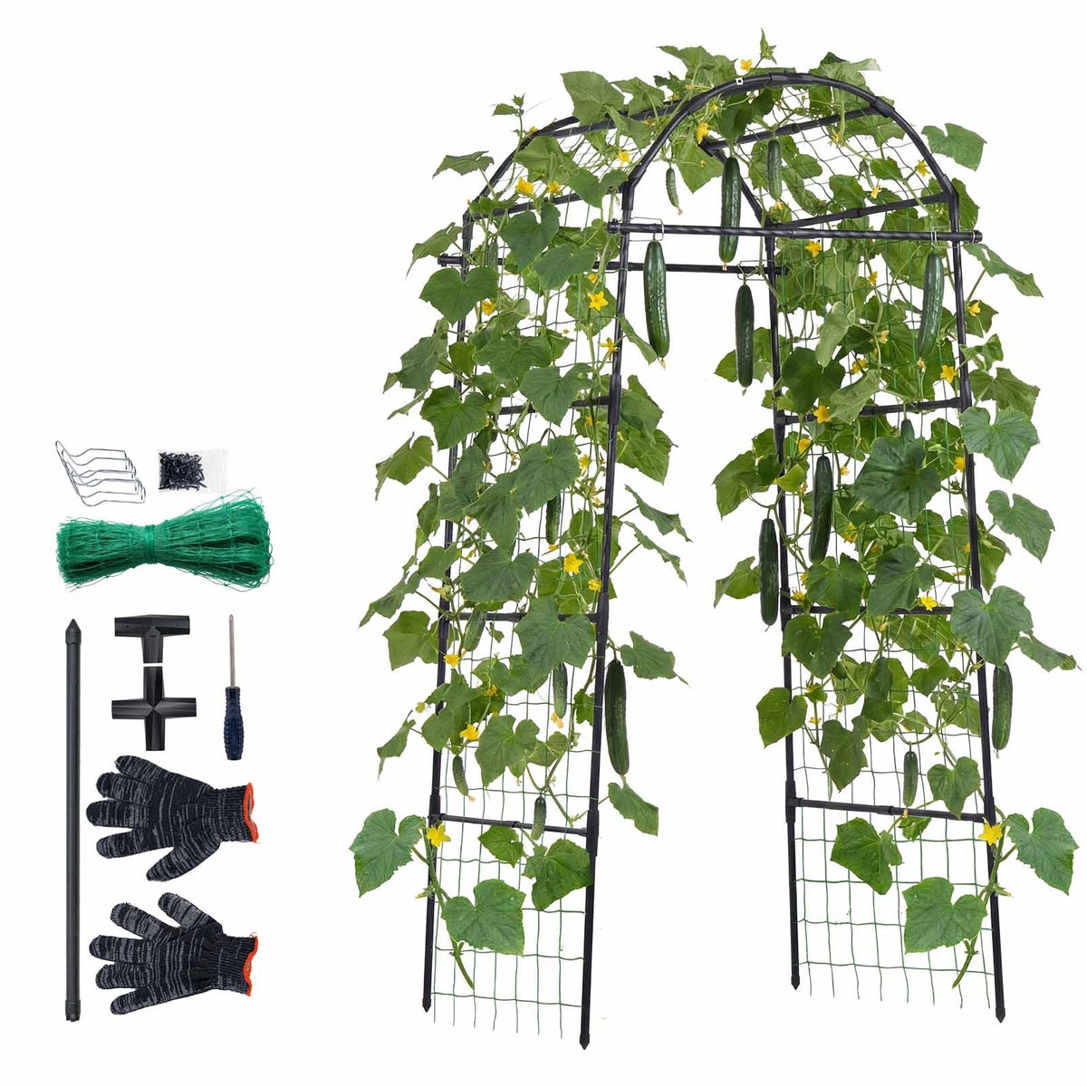 VEVOR Cucumber Trellis, U-Shape Garden Trellises for Raised Bed, Metal Arch Plant Support for Vine, Climbing Plants Outdoor, Peas, Beans, Zucchini, Tomato, Squash, Flower (32.01 x 31.5 x 80.71 in) - BSGXHGPJBSGC49FJW001V0 - view 1