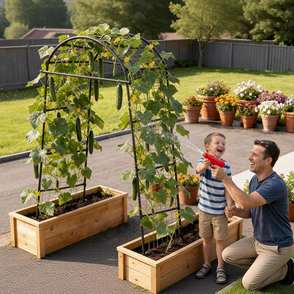 VEVOR Cucumber Trellis, U-Shape Garden Trellises for Raised Bed, Metal Arch Plant Support for Vine, Climbing Plants Outdoor, Peas, Beans, Zucchini, Tomato, Squash, Flower (32.01 x 31.5 x 80.71 in) - BSGXHGPJBSGC49FJW001V0 - view 9