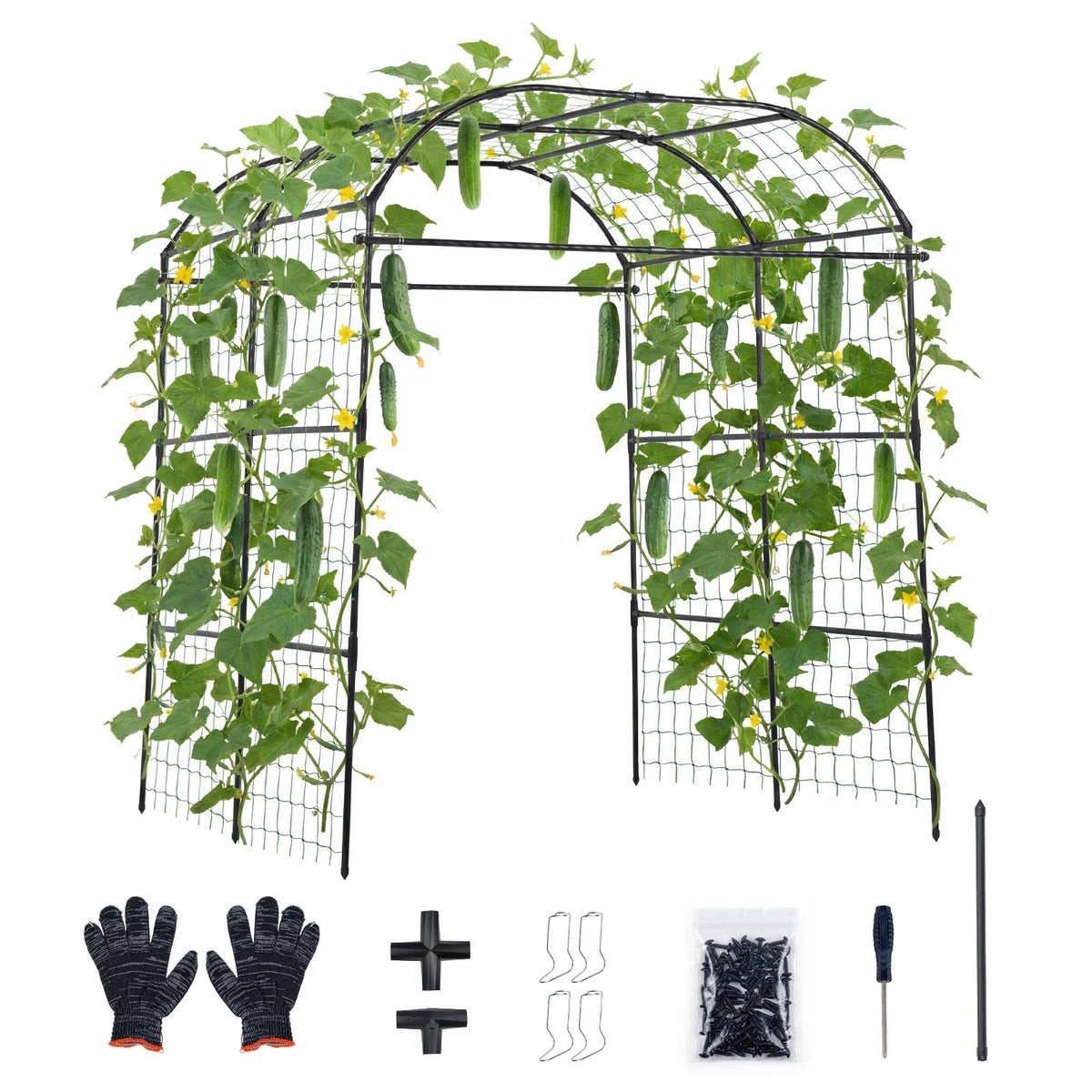 VEVOR Cucumber Trellis, U-Shape Garden Trellises for Raised Bed, Metal Wide Top Arch Plant Support for Vine, Climbing Plants, Peas, Beans, Zucchini, Tomato, Squash, Flower (71.26 x 64.96 x 82.68 in) - BSGXHGPJBSGCV598A001V0 - view 1