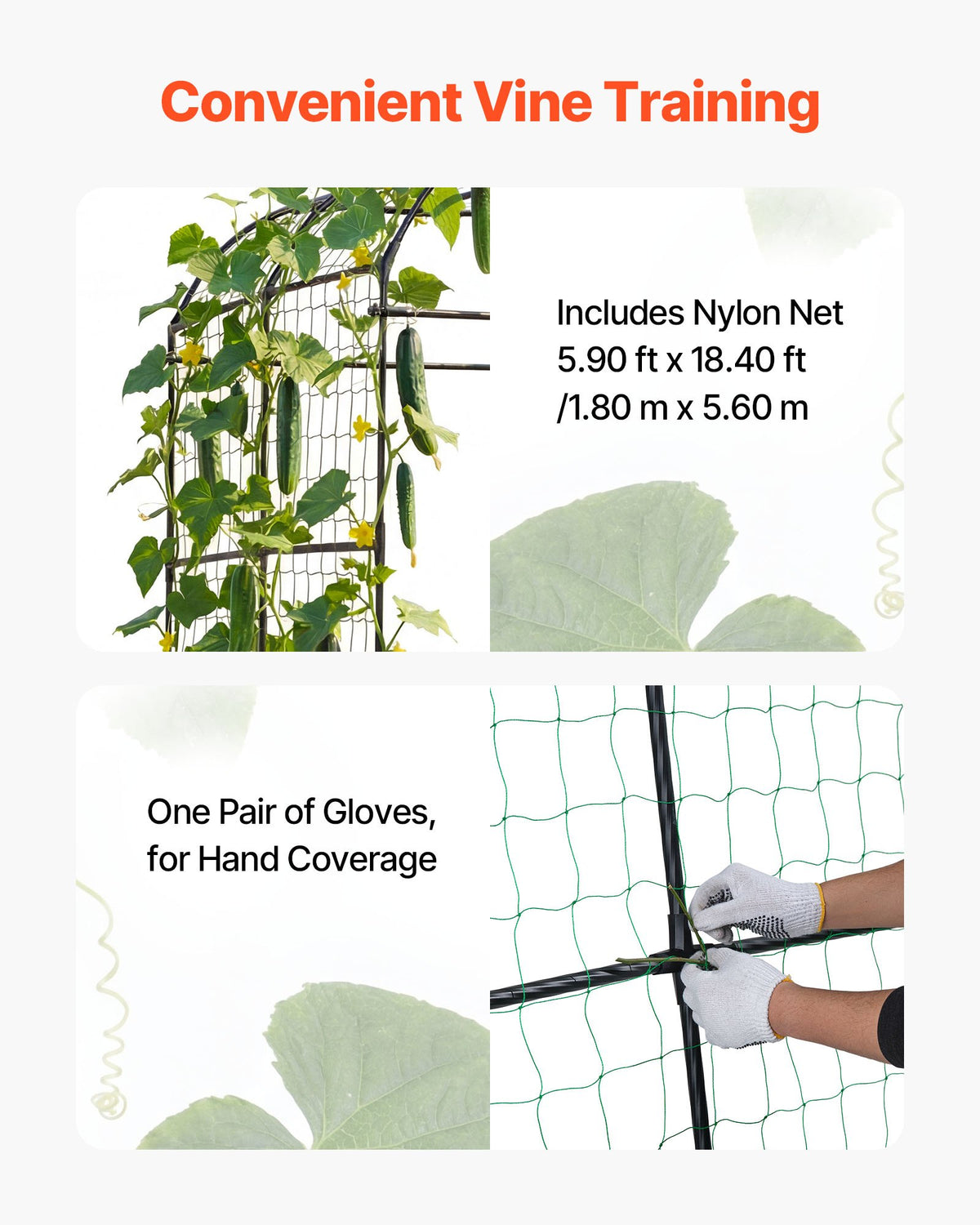 VEVOR Cucumber Trellis, U-Shape Garden Trellises for Raised Bed, Metal Wide Top Arch Plant Support for Vine, Climbing Plants, Peas, Beans, Zucchini, Tomato, Squash, Flower (71.26 x 64.96 x 82.68 in) - BSGXHGPJBSGCV598A001V0 - view 6