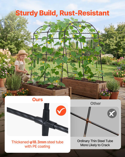VEVOR Cucumber Trellis, U-Shape Garden Trellises for Raised Bed, Metal Arch Plant Support for Vine, Climbing Plants Outdoor, Peas, Beans, Zucchini, Tomato, Squash, Flower (70.87 x 44.09 x 82.99 in) - BSGXHGPJBSGCWVYEB001V0 - view 3