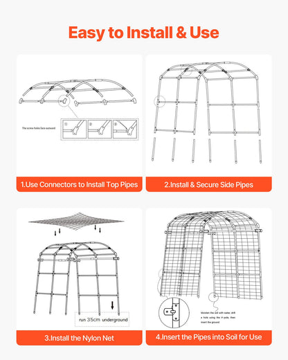 VEVOR Cucumber Trellis, U-Shape Garden Trellises for Raised Bed, Metal Arch Plant Support for Vine, Climbing Plants Outdoor, Peas, Beans, Zucchini, Tomato, Squash, Flower (70.87 x 44.09 x 82.99 in) - BSGXHGPJBSGCWVYEB001V0 - view 7