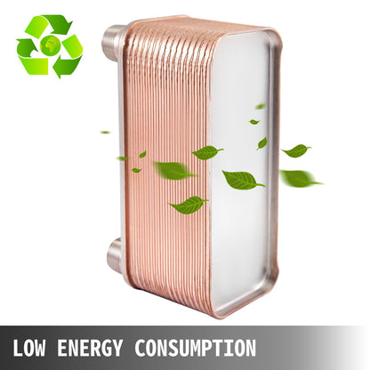 VEVOR Heat Exchanger 3\"x7.5\" 30 Plates Brazed Plate Heat Exchanger 316L 3/4\" MPT Heat Exchanger B12-30 Beer Wort Chiller for Hydronic Heating - BSHRQ1230MN34G601V0 - view 4