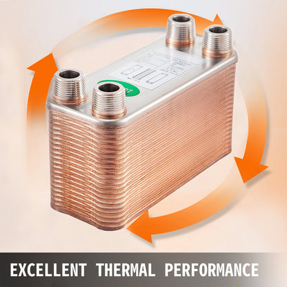 VEVOR Heat Exchanger 3\"x7.5\" 40 Plates Brazed Plate Heat Exchanger 316L 3/4\" MPT Heat Exchanger B3-12A Beer Wort Chiller for Hydronic Heating - BSHRQ1240MN34G601V0 - view 3