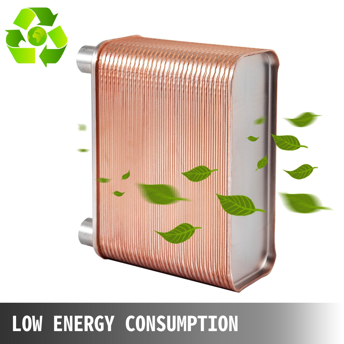 VEVOR Heat Exchanger 3\"x7.5\" 60 Plates Brazed Plate Heat Exchanger 316L 1/2\" BSP FPT Heat Exchanger EATB12 Beer Wort Chiller for Hydronic Heating - BSHRQ1260FB12G601V0 - view 4