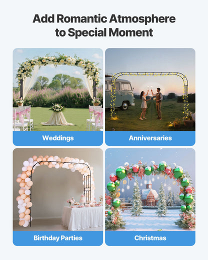 VEVOR Garden Arbor, 94.5 (H) x 126 (W) x 15.8 (D) in Metal Archway, Sturdy Outdoor Trellis Arch with Stakes, Easy to Assemble, Pergola Arbor for Plant Climbing Yard Lawn Wedding Party Decoration - BSHYGMBS9451K3NZR001V0 - view 7