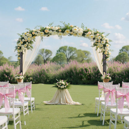 VEVOR Garden Arbor, 94.5 (H) x 126 (W) x 15.8 (D) in Metal Archway, Sturdy Outdoor Trellis Arch with Stakes, Easy to Assemble, Pergola Arbor for Plant Climbing Yard Lawn Wedding Party Decoration - BSHYGMBS9451K3NZR001V0 - view 9