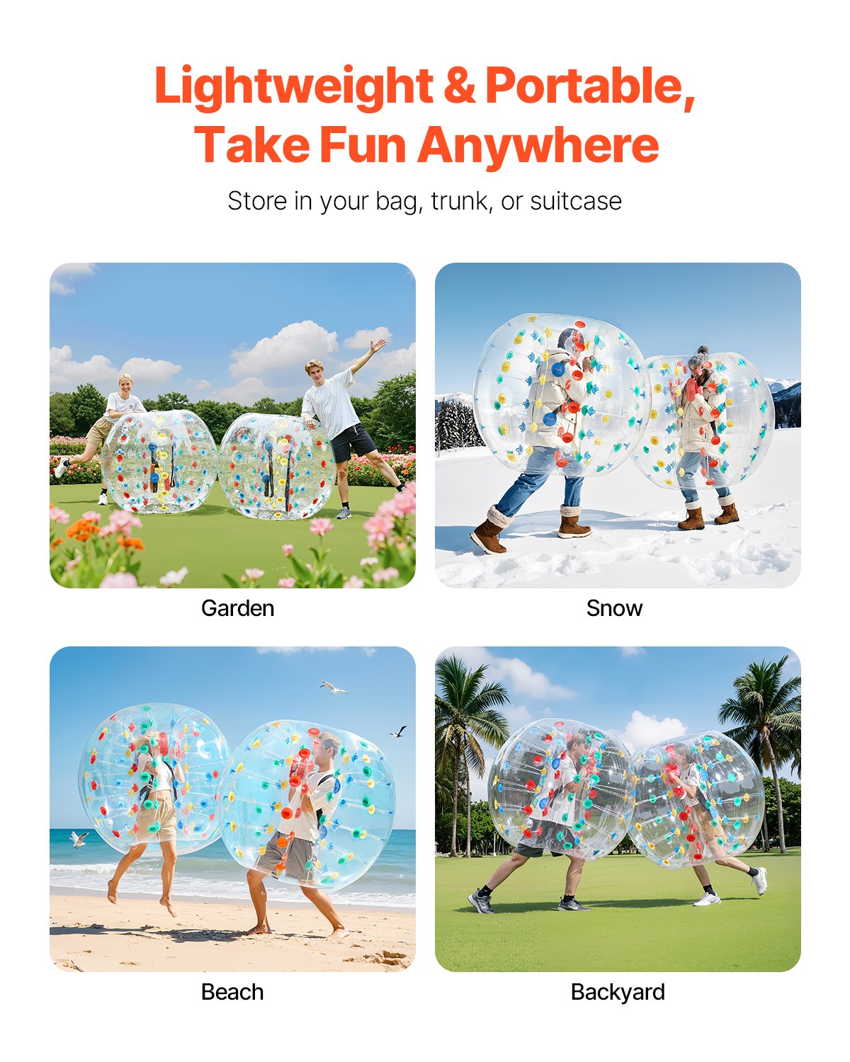 VEVOR Inflatable Bumper Balls 1-Pack, 5FT/1.5M Body Sumo Zorb Ball, 0.8mm Thick PVC Human Hamster Bubble Knocker for Outdoor Sports Team Gaming Play, Bopper Toy for Garden Yard Park, Multicolor - BSJGKDSZJ5YC78NGJ001V0 - view 7