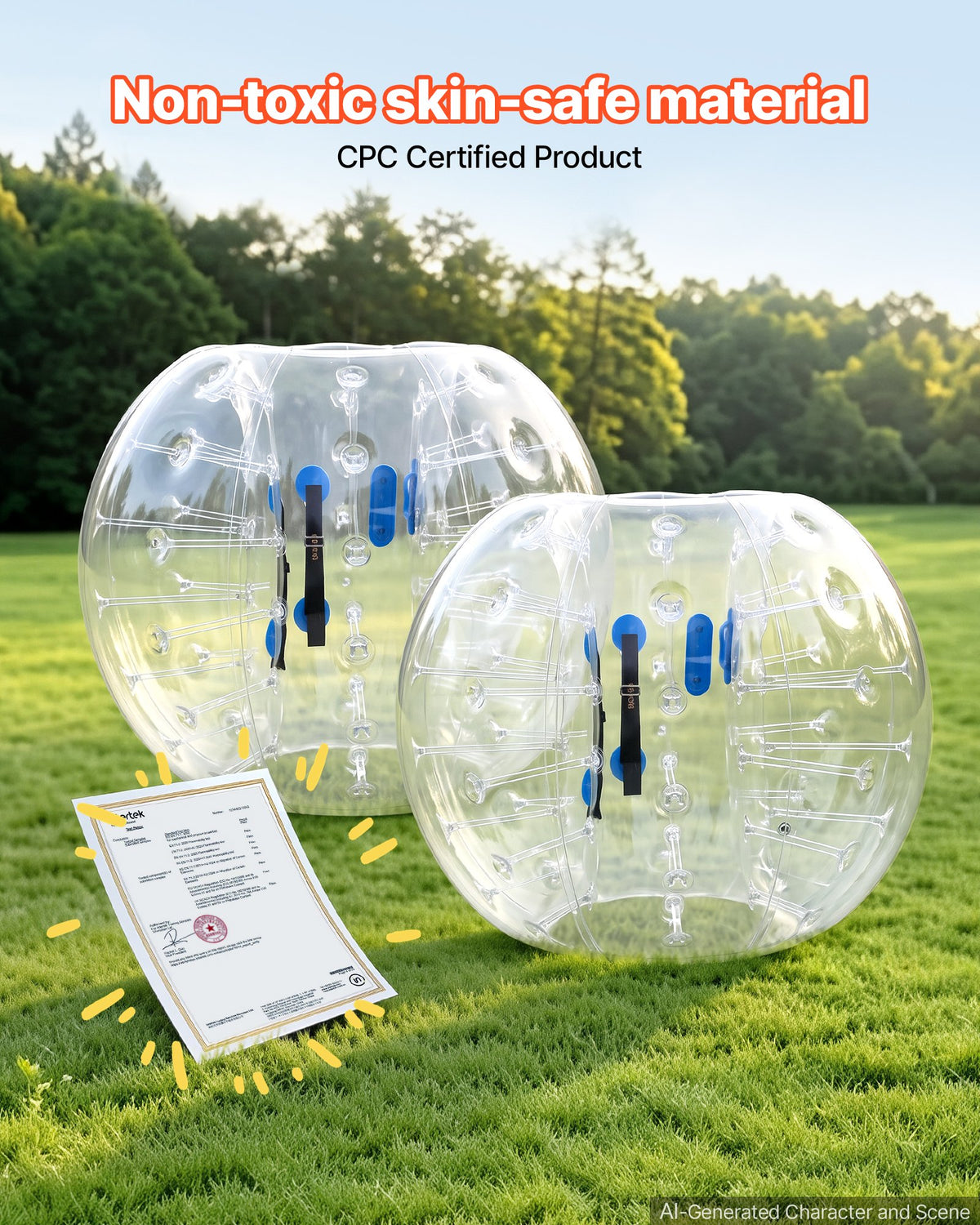 VEVOR 2-Pack Inflatable Bumper Balls 5FT Human Bubble for Adult Transparent, for Backyard, Camping, Picnic, Park, Lawn, and Outdoor Team Gameplay, Thickened PVC Material, Sumo Hamster Ball with Handle - BSJGKTMSZJ5Y9D7C6001V0 - view 6