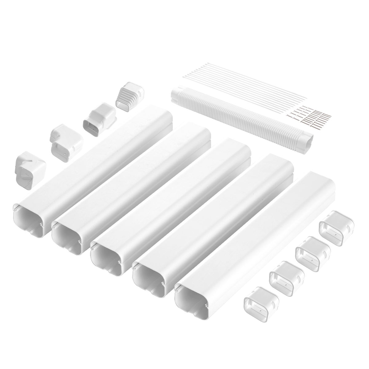 VEVOR Mini Split Line Set Cover 3-inch W 10Ft L, PVC Decorative Pipe Line Cover For Air Conditioner with 5 Straight Ducts & Full Components Easy to Install, Paintable for Heat Pumps, White - BSKSQFTSKDGX4RGJNV0 - view 10