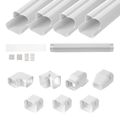 VEVOR Mini Split Line Set Cover 3-inch W 15.8Ft L, PVC Decorative Pipe Line Cover For Air Conditioner with 4 Straight Ducts & Full Components Easy to Install, Paintable for Heat Pumps, White - BSKSQFTSKDGX6NH9BV0 - view 1
