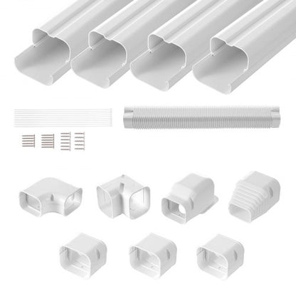 VEVOR Mini Split Line Set Cover 3-inch W 15.8Ft L, PVC Decorative Pipe Line Cover For Air Conditioner with 4 Straight Ducts & Full Components Easy to Install, Paintable for Heat Pumps, White - BSKSQFTSKDGX6NH9BV0 - view 2