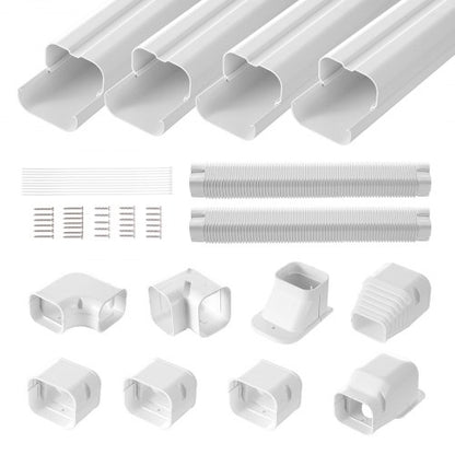VEVOR Mini Split Line Set Cover 3-inch W 17.6Ft L, PVC Decorative Pipe Line Cover For Air Conditioner with 4 Straight Ducts & Full Components Easy to Install, Paintable for Heat Pumps, White - BSKSQFTSKDGXAZ41JV0 - view 2