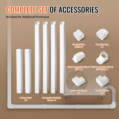 VEVOR Mini Split Line Set Cover 3-inch W 17.6Ft L, PVC Decorative Pipe Line Cover For Air Conditioner with 4 Straight Ducts & Full Components Easy to Install, Paintable for Heat Pumps, White - BSKSQFTSKDGXAZ41JV0 - view 5