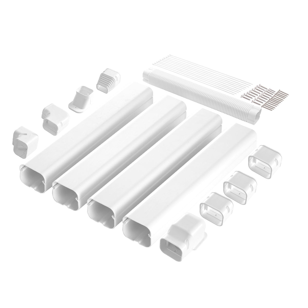 VEVOR Mini Split Line Set Cover 3-inch W 17.6Ft L, PVC Decorative Pipe Line Cover For Air Conditioner with 4 Straight Ducts & Full Components Easy to Install, Paintable for Heat Pumps, White - BSKSQFTSKDGXAZ41JV0 - view 10