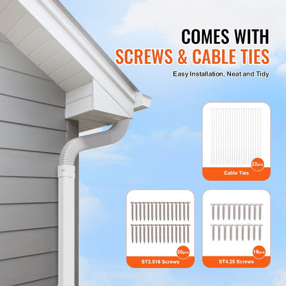 VEVOR Mini Split Line Set Cover 3-inch W 17.7Ft L, PVC Decorative Pipe Line Cover For Air Conditioner with 10 Straight Ducts & Full Components Easy to Install, Paintable for Heat Pumps, White - BSKSQFTSKDGXB3X6AV0 - view 6