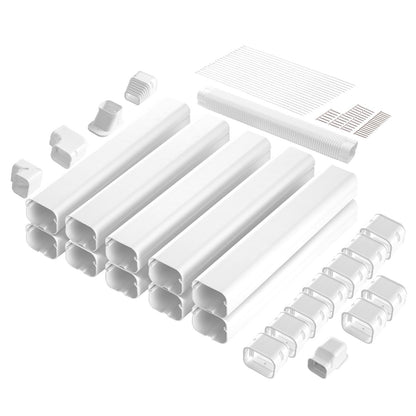 VEVOR Mini Split Line Set Cover 3-inch W 17.7Ft L, PVC Decorative Pipe Line Cover For Air Conditioner with 10 Straight Ducts & Full Components Easy to Install, Paintable for Heat Pumps, White - BSKSQFTSKDGXB3X6AV0 - view 10