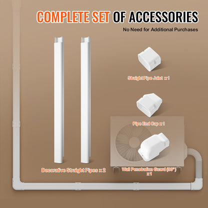 VEVOR Mini Split Line Set Cover 3-inch W 7.4Ft L, PVC Decorative Pipe Line Cover For Air Conditioner with 2 Straight Ducts & Full Components Easy to Install, Paintable for Heat Pumps, White - BSKSQFTSKDGXVBQRUV0 - view 5