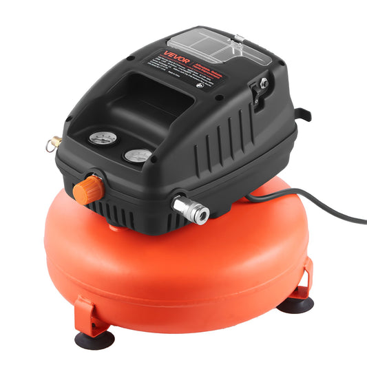 VEVOR 3 Gallon Air Compressor, 1/3HP 0.54CFM @ 90PSI Portable Pancake Air Compressor & 100PSI Max Working Pressure, Oil-Free Compressor Tank for Tire Inflation, Spray Painting, Woodwork Nailing, 120V - BSKYJYX120V3AJJGM001V1 - view 1