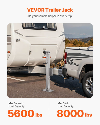 VEVOR Trailer Jack, 8000 lbs Static Load Capacity, Heavy Duty Swivel Bolt-on Trailer Jack, 28.5" Lift Trailer Jack Stand with Handle for RV Trailer, Horse Trailer, Utility Trailer, and Yacht Trailer - BSLSTCQJDSYKCWY2VV0 - view 3