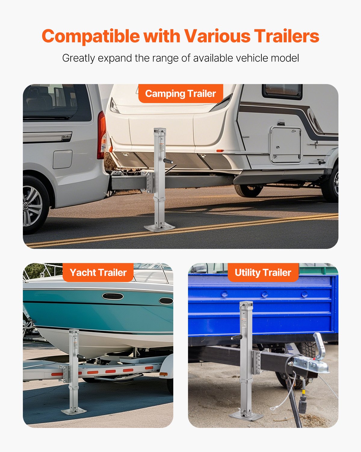VEVOR Trailer Jack, 8000 lbs Static Load Capacity, Heavy Duty Swivel Bolt-on Trailer Jack, 28.5" Lift Trailer Jack Stand with Handle for RV Trailer, Horse Trailer, Utility Trailer, and Yacht Trailer - BSLSTCQJDSYKCWY2VV0 - view 7