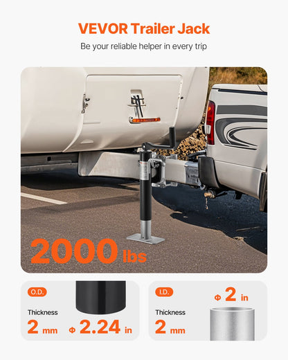 VEVOR Trailer Jack, 2000 lbs Dynamic Load Capacity, Heavy Duty Swivel Bolt-on Trailer Jack, 10" Lift Trailer Jack Stand with Handle for RV Trailer, Horse Trailer, Utility Trailer, and Yacht Trailer - BSLSTCQJDSYKG5K4FV0 - view 3