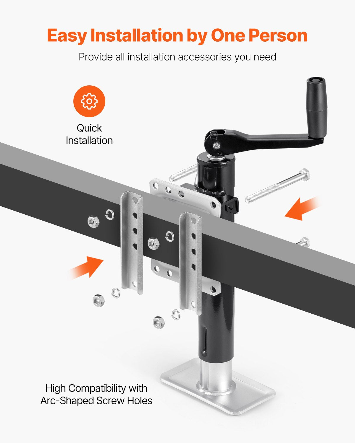 VEVOR Trailer Jack, 2000 lbs Dynamic Load Capacity, Heavy Duty Swivel Bolt-on Trailer Jack, 10" Lift Trailer Jack Stand with Handle for RV Trailer, Horse Trailer, Utility Trailer, and Yacht Trailer - BSLSTCQJDSYKG5K4FV0 - view 4