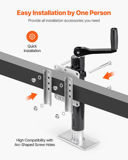 VEVOR Trailer Jack, 2000 lbs Dynamic Load Capacity, Heavy Duty Swivel Bolt-on Trailer Jack, 10" Lift Trailer Jack Stand with Handle for RV Trailer, Horse Trailer, Utility Trailer, and Yacht Trailer - BSLSTCQJDSYKG5K4FV0 - view 4