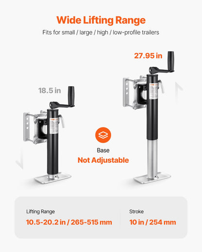 VEVOR Trailer Jack, 2000 lbs Dynamic Load Capacity, Heavy Duty Swivel Bolt-on Trailer Jack, 10" Lift Trailer Jack Stand with Handle for RV Trailer, Horse Trailer, Utility Trailer, and Yacht Trailer - BSLSTCQJDSYKG5K4FV0 - view 6