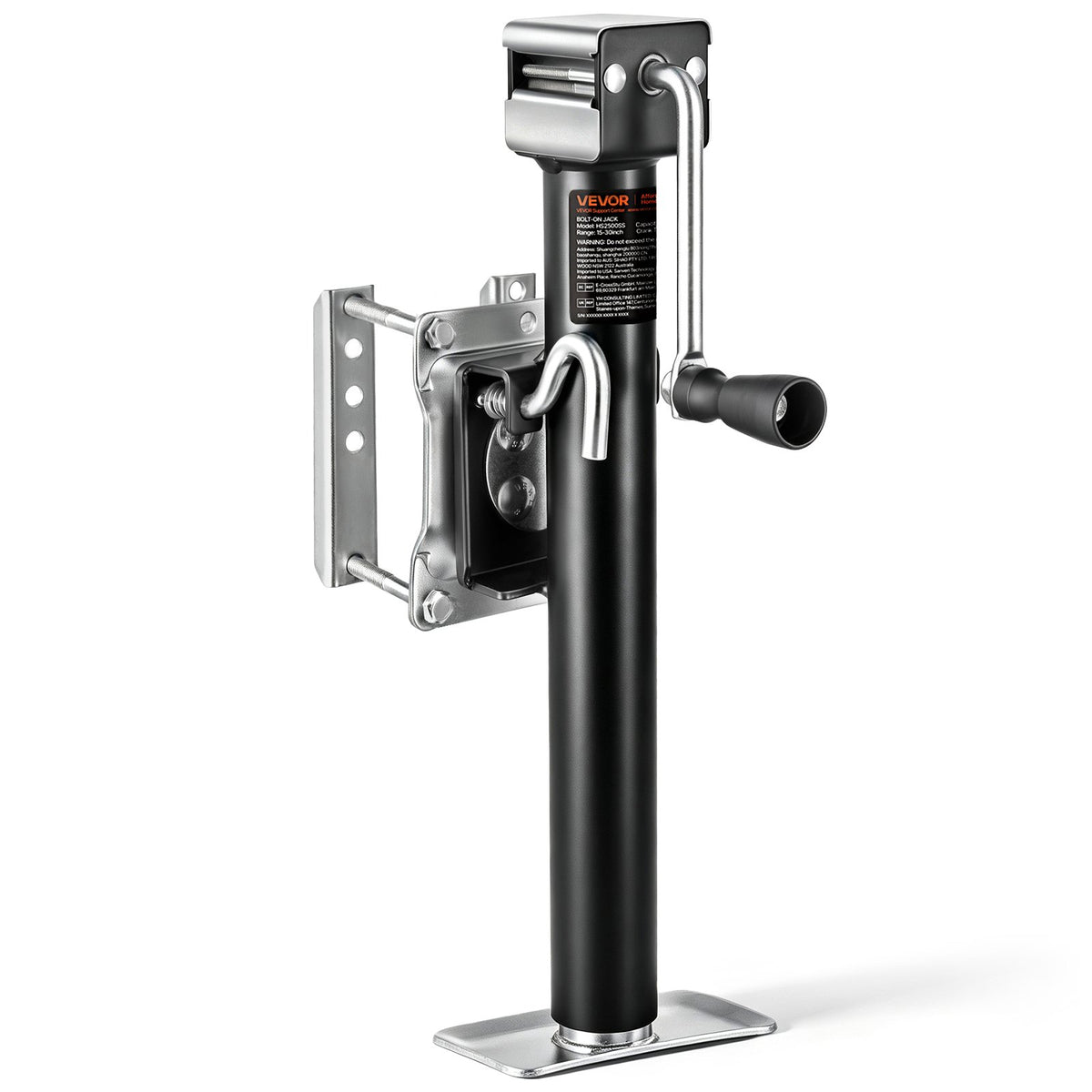 VEVOR Trailer Jack, 2500 lbs Dynamic Load Capacity, Heavy Duty Swivel Bolt-on Trailer Jack with Ergonomic Handle, 15-inch Vertical Travel, Suitable for RV, Horse, Utility, Camping and Yacht Trailers - BSLSTCQJDSYKX2XM4001V0 - view 1