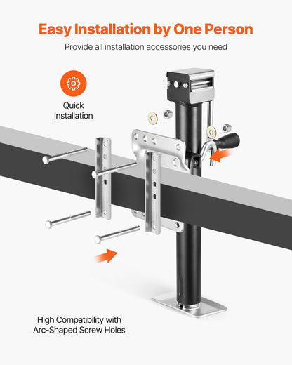 VEVOR Trailer Jack, 2500 lbs Dynamic Load Capacity, Heavy Duty Swivel Bolt-on Trailer Jack with Ergonomic Handle, 15-inch Vertical Travel, Suitable for RV, Horse, Utility, Camping and Yacht Trailers - BSLSTCQJDSYKX2XM4001V0 - view 4