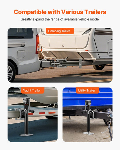 VEVOR Trailer Jack, 2500 lbs Dynamic Load Capacity, Heavy Duty Swivel Bolt-on Trailer Jack with Ergonomic Handle, 15-inch Vertical Travel, Suitable for RV, Horse, Utility, Camping and Yacht Trailers - BSLSTCQJDSYKX2XM4001V0 - view 7