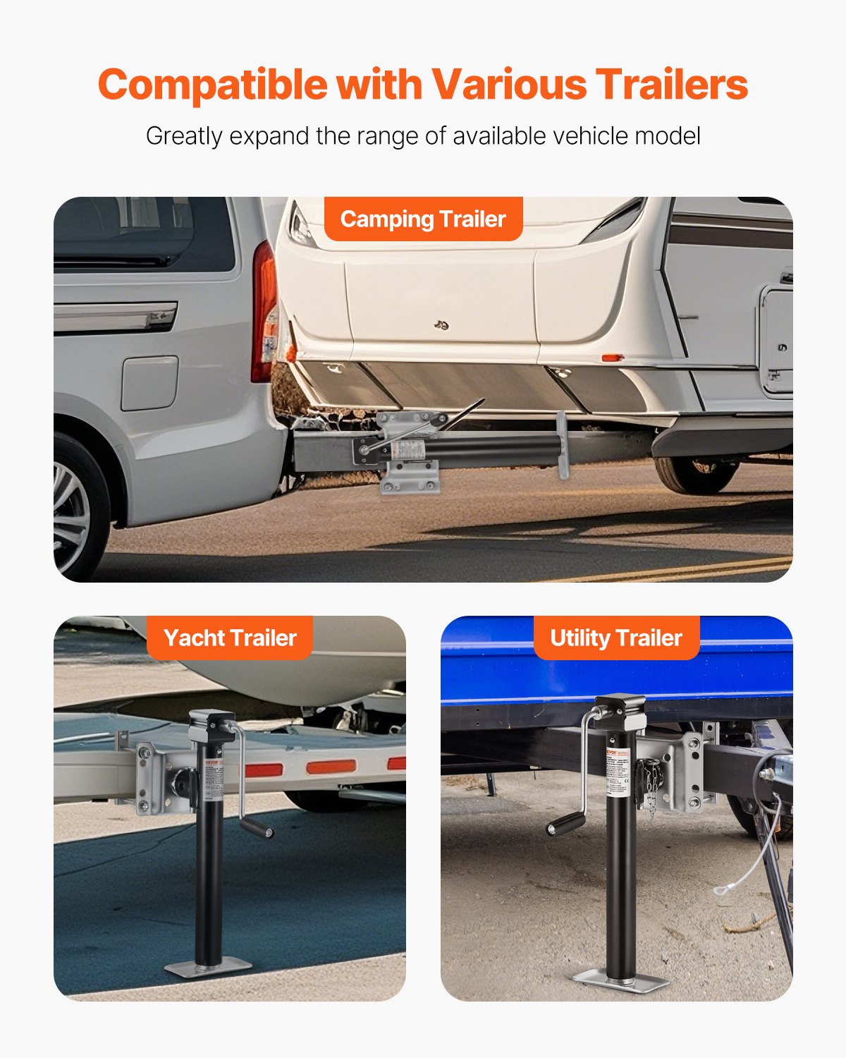 VEVOR Trailer Jack, 5000 lbs Dynamic Load Capacity, Heavy Duty Swivel Bolt-on Trailer Jack, 14.3" Lift Trailer Jack Stand with Handle for RV Trailer, Horse Trailer, Utility Trailer, and Yacht Trailer - BSLSTCQJDSYKZRU01V0 - view 7