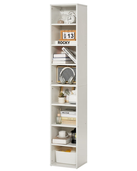 VEVOR 8 Tiers Narrow Bookshelf, 71 in Wooden Tall Open Bookcase with  Height-Adjustable Shelf, Freestanding Display Storage Floor Bookcase Bookshelf for Library, Bedroom, Living Room, Office, White - BSSJZFXBHB1LL260FV0 - view 1