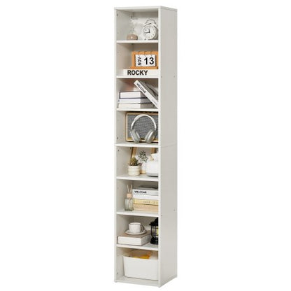 VEVOR 8 Tiers Narrow Bookshelf, 71 in Wooden Tall Open Bookcase with  Height-Adjustable Shelf, Freestanding Display Storage Floor Bookcase Bookshelf for Library, Bedroom, Living Room, Office, White - BSSJZFXBHB1LL260FV0 - view 2